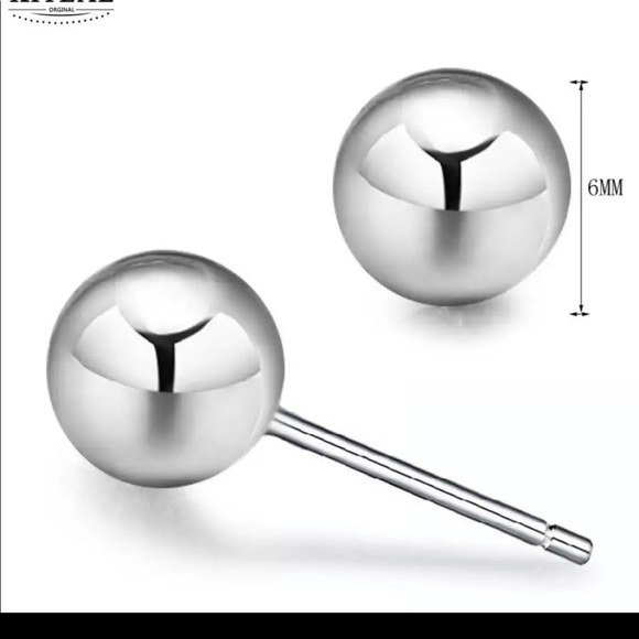 6 mm sterling silver earrings - FREE WITH PURCHASE - Picture 2 of 2